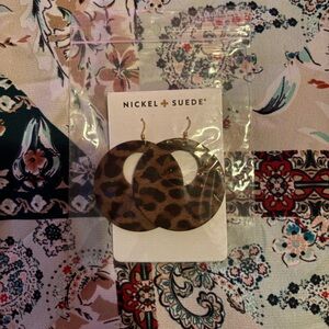 Sweetheart Nickel & Suede Brown Leopard Print Earrings